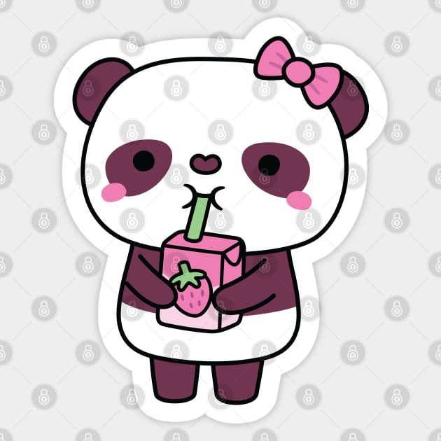 Cute Panda Drinking Strawberry Milk Sticker by rustydoodle